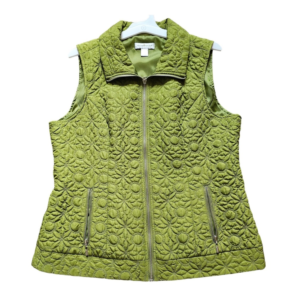 Christopher & Banks Quilted Vest Sleeveless Full Zip Womens Size Large
